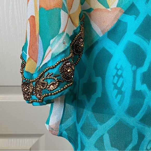 Soft Surroundings Multi-Color Beaded Floral Aberdeen Topper Kimono Women Small - Picture 8 of 13